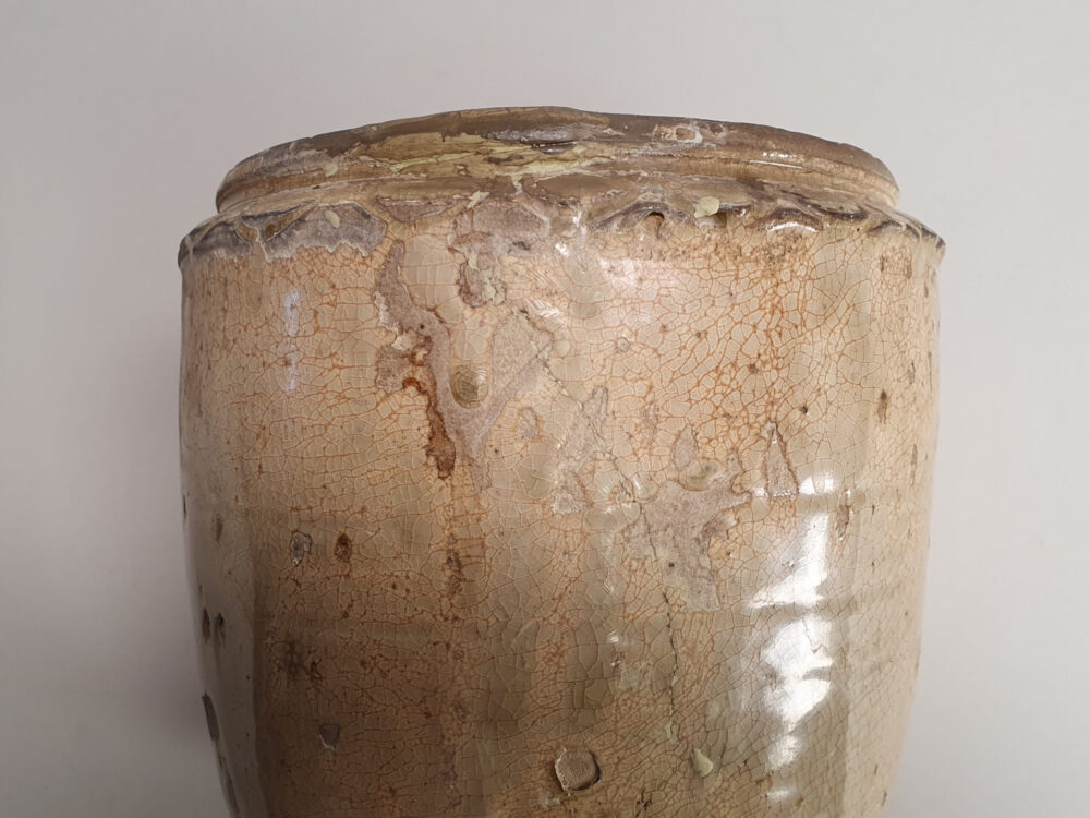 Glazed earthenware antique ceramic Vietnamese Jar from 11th century