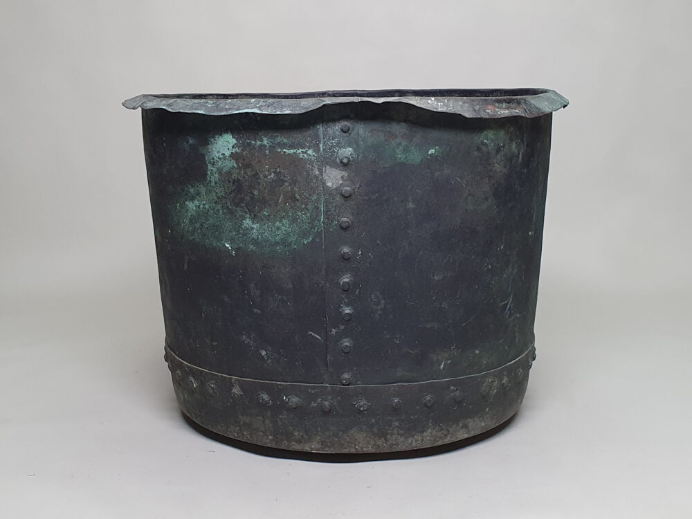 Good sized 19th century riveted antique copper Planter