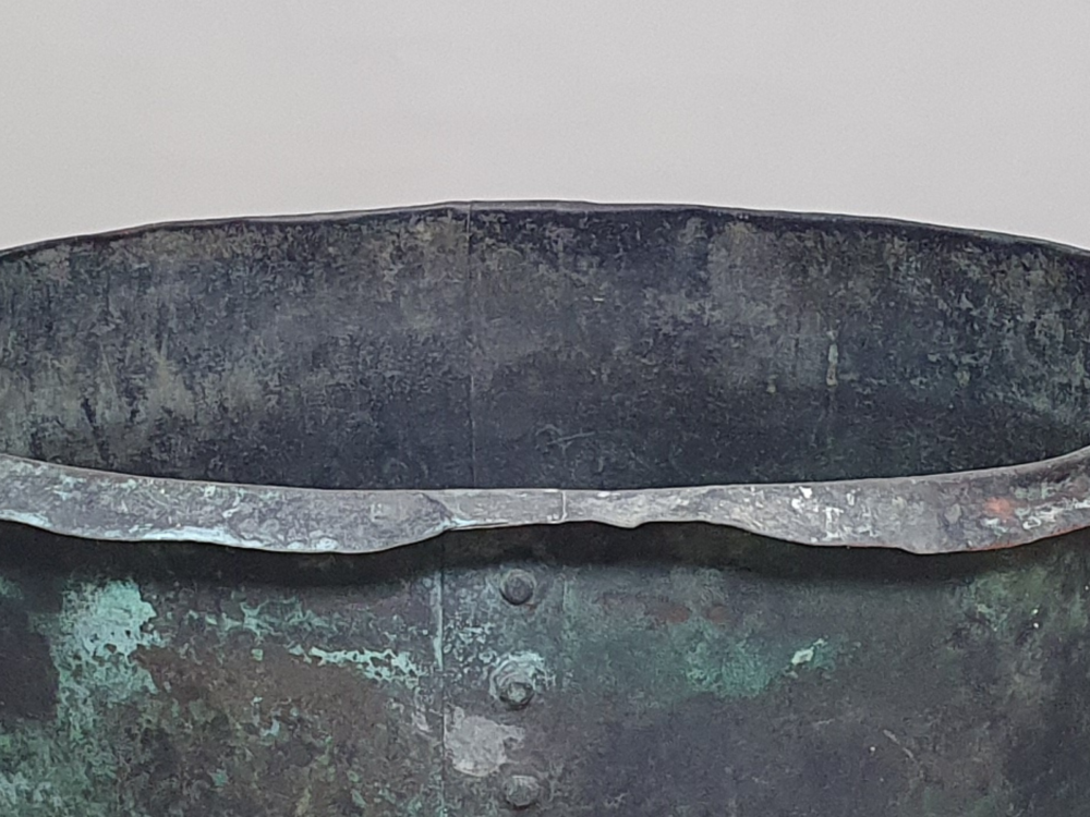 Good sized 19th century riveted antique copper Planter