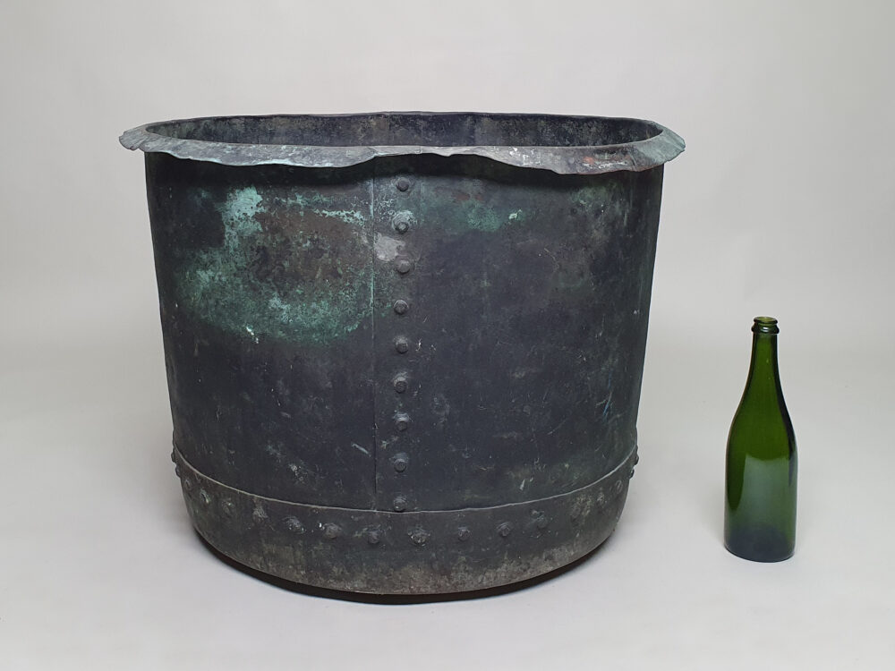 Good sized 19th century riveted antique copper Planter