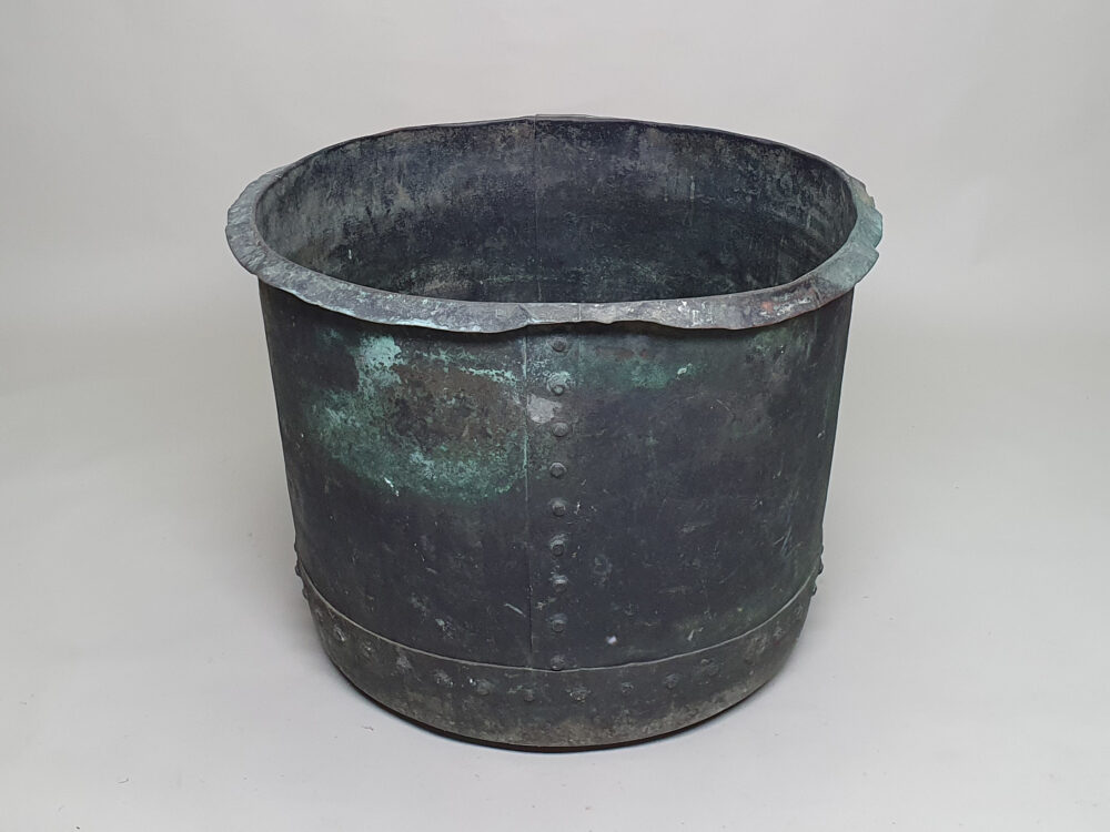 Good sized 19th century riveted antique copper Planter