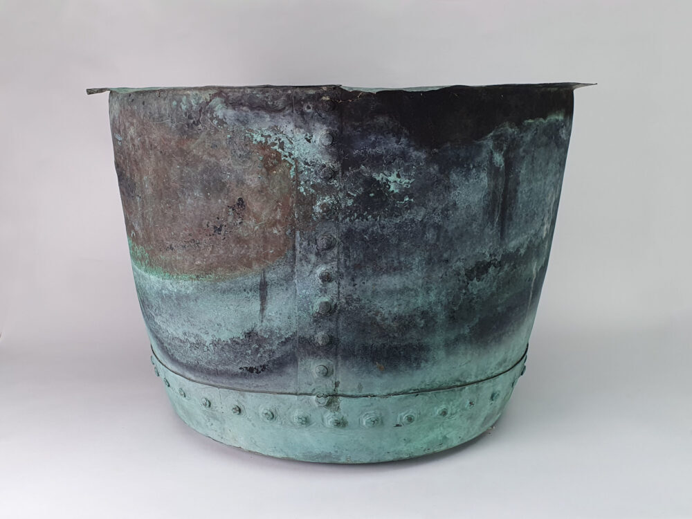 Good sized 19th century riveted antique copper Planter