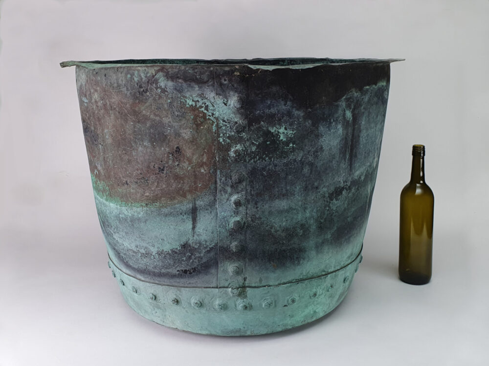 Good sized 19th century riveted antique copper Planter