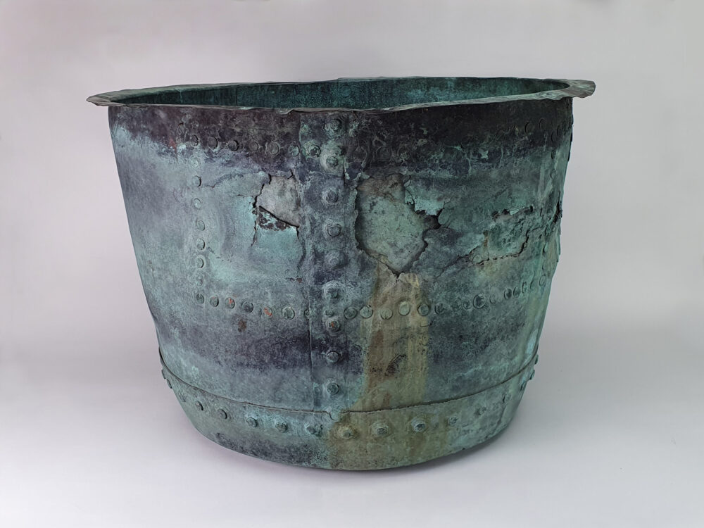 Good sized 19th century riveted antique copper Planter