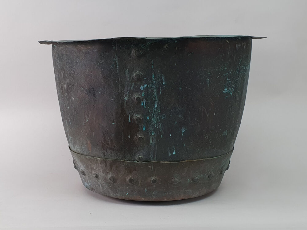 19th century riveted antique copper Planter
