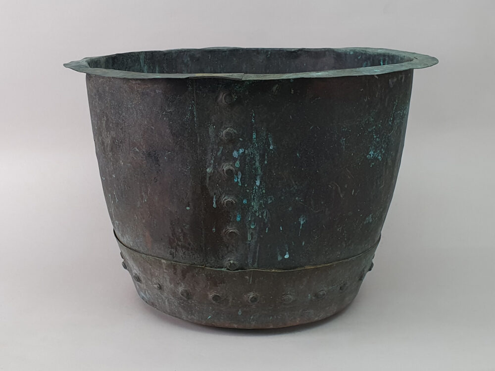 19th century riveted antique copper Planter