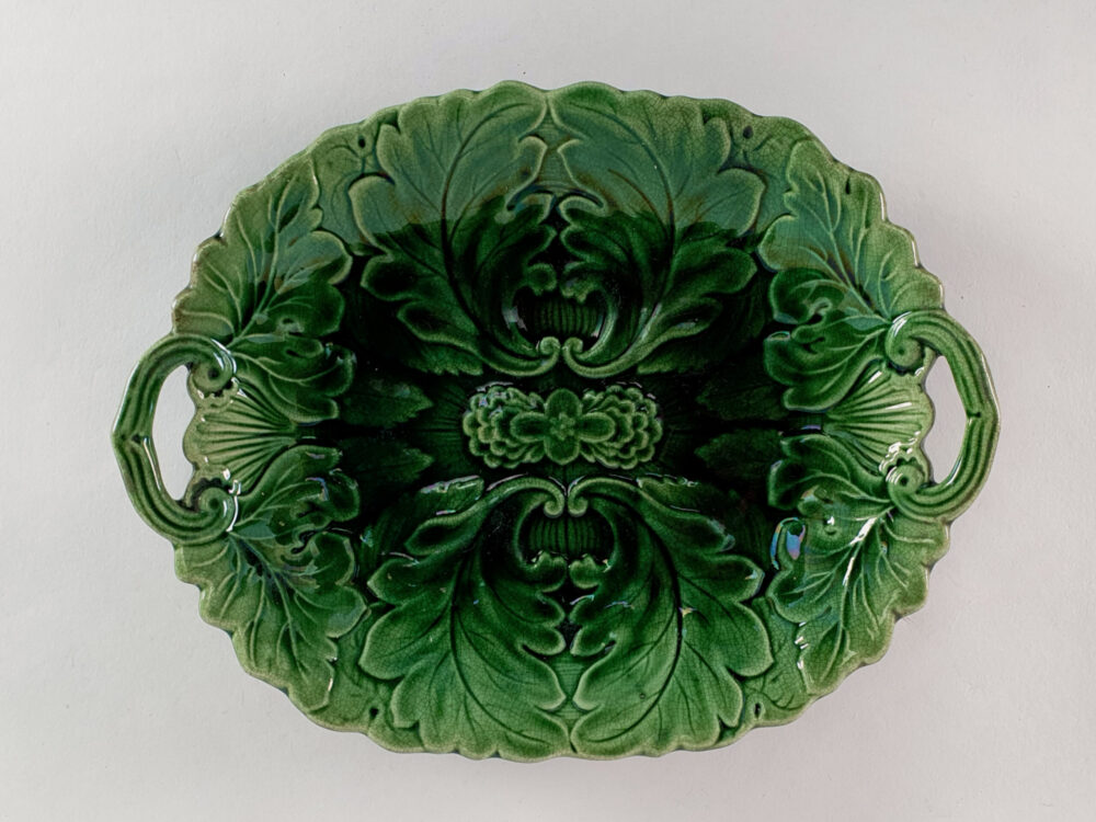 Green Majolica antique Platter or Serving Plate
