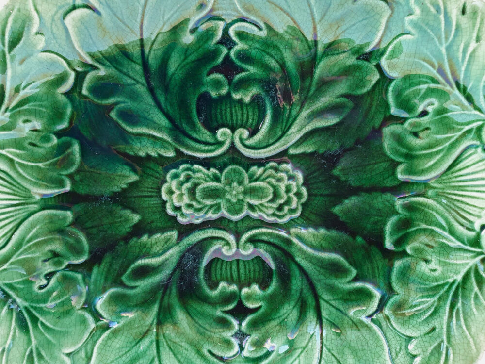 Green Majolica antique Platter or Serving Plate