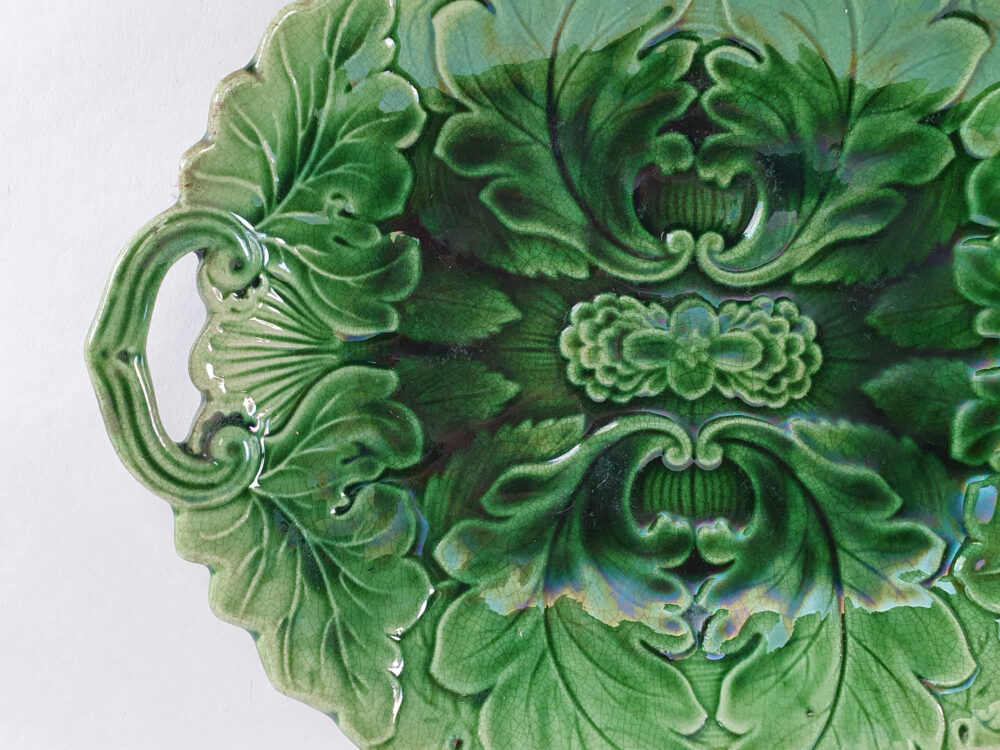 Green Majolica antique Platter or Serving Plate