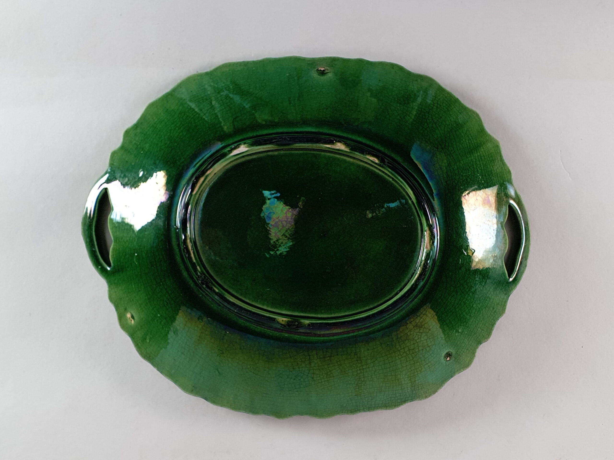 Green Majolica antique Platter or Serving Plate