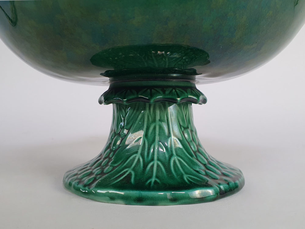 Green majolica antique 19th century Compote