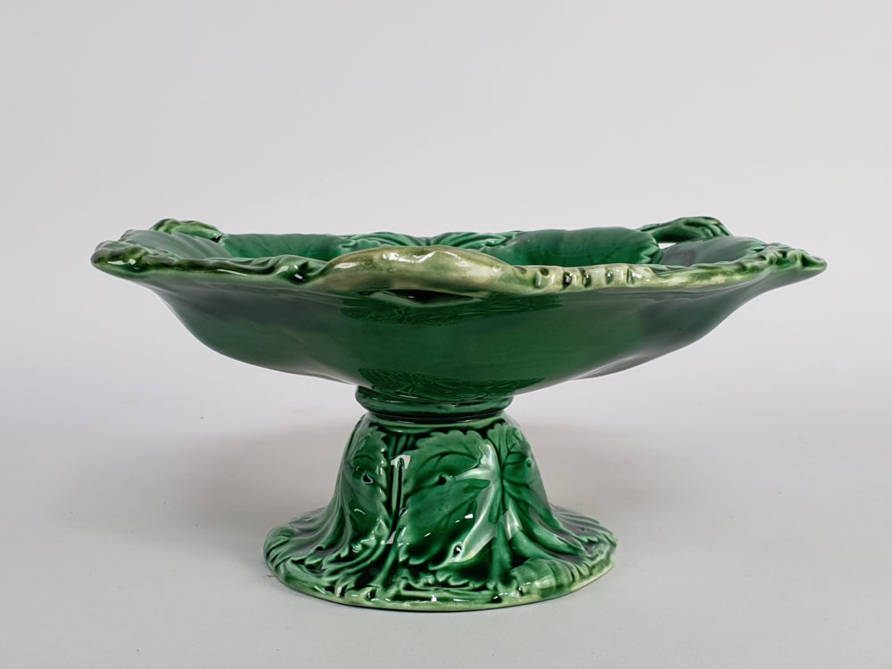 Green Copeland Spode antique majolica 19th century Compote