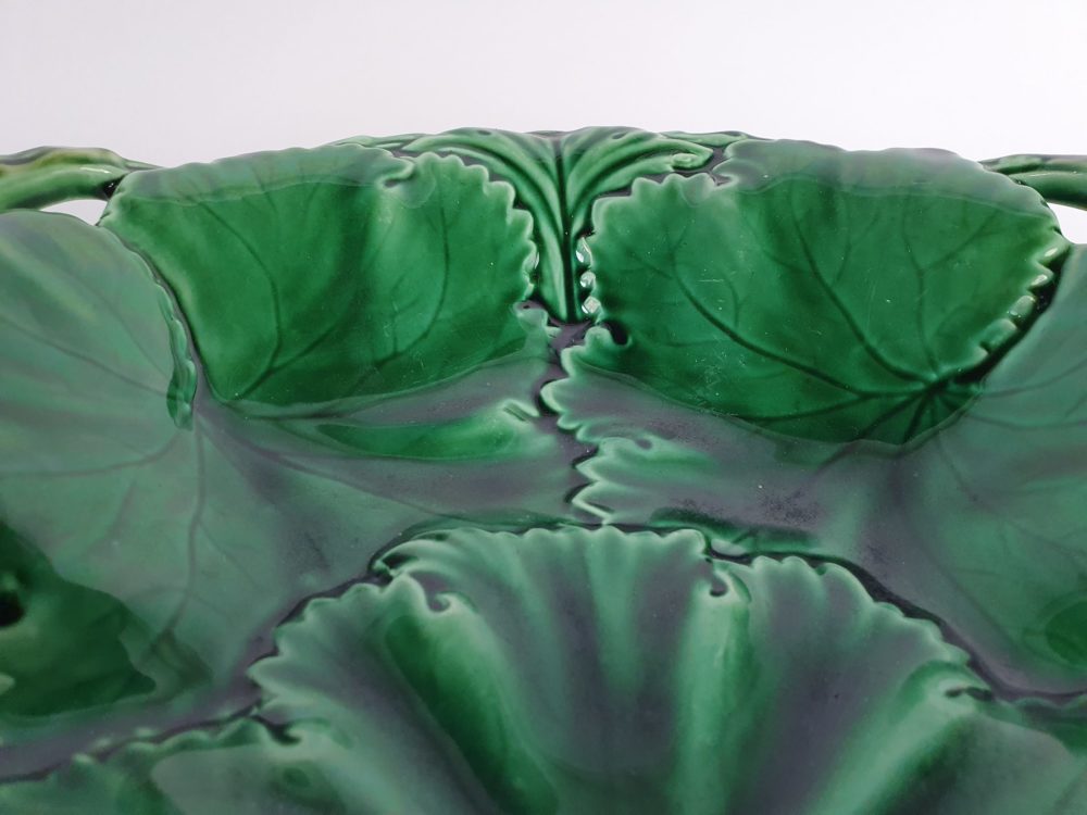 Green Copeland Spode antique majolica 19th century Compote