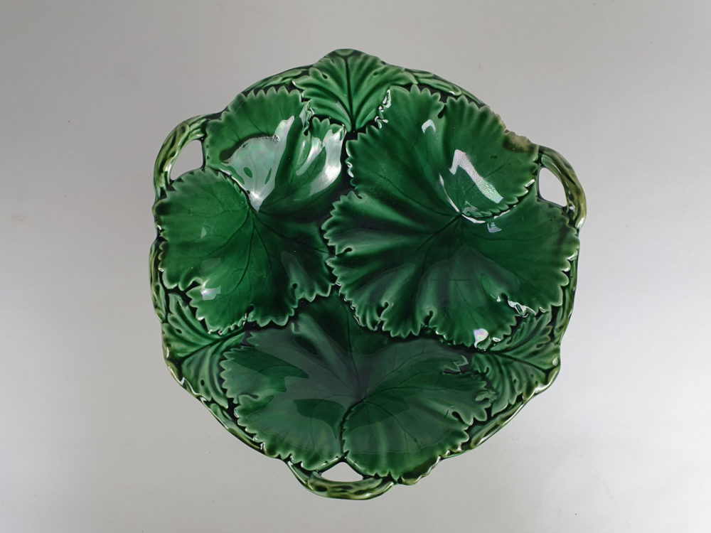 Green Copeland Spode antique majolica 19th century Compote