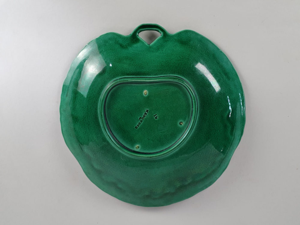 Green majolica 19th century antique Platter or Serving Plate