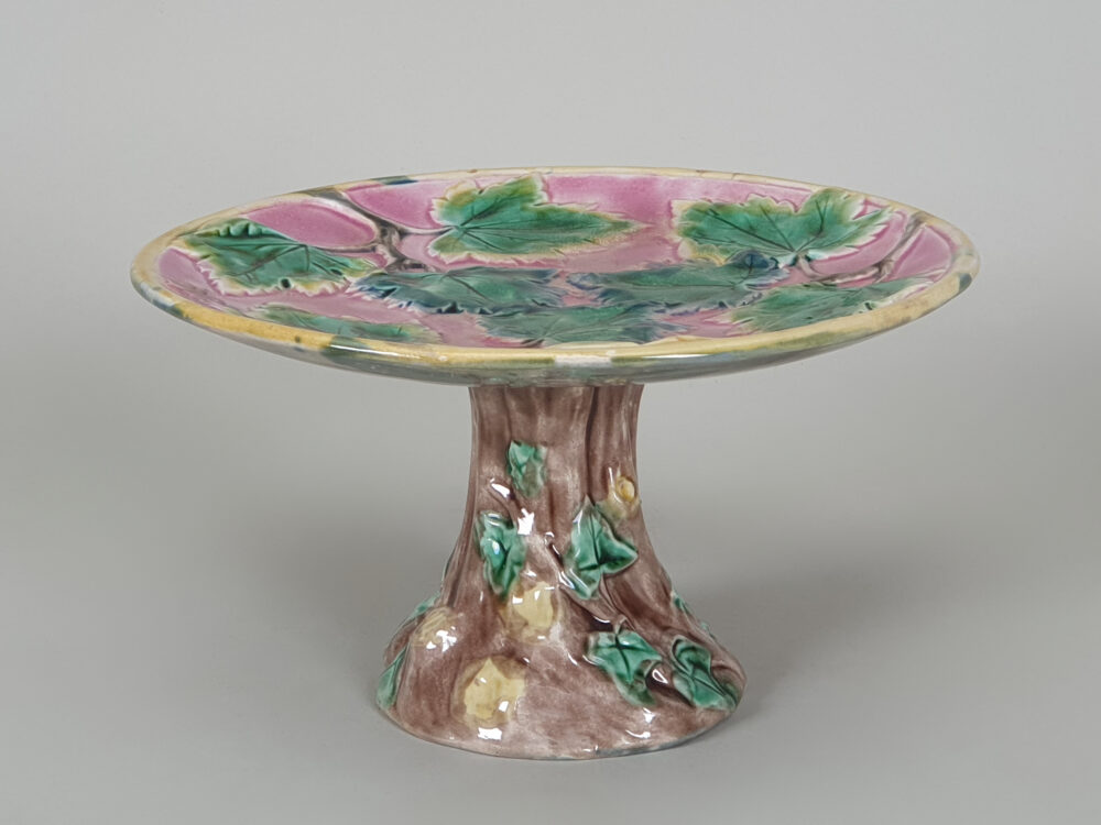 Griffin Smith & Hill majolica antique ceramic Compote, Tazza or Cake Stand