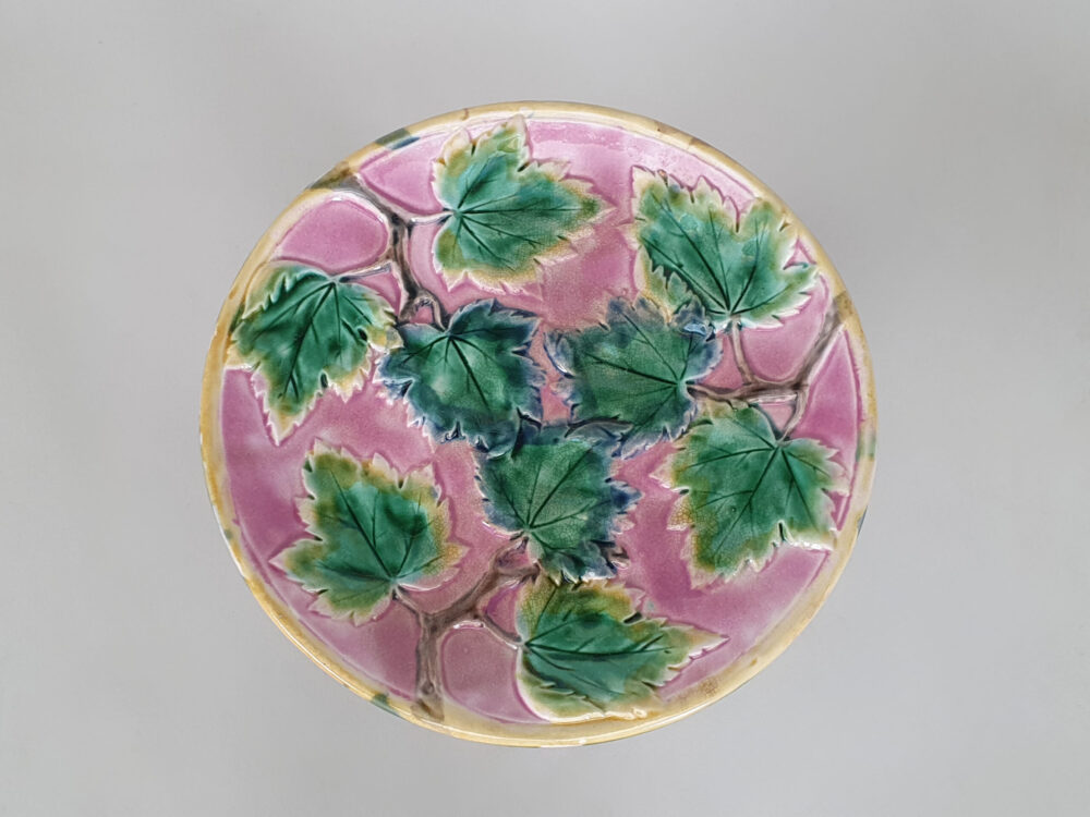 Griffin Smith & Hill majolica antique ceramic Compote, Tazza or Cake Stand
