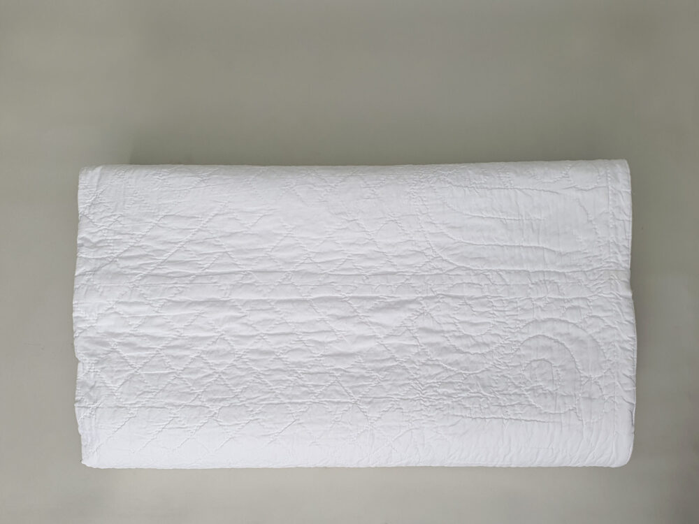Hand embriodered large decorative antique white Durham Quilt