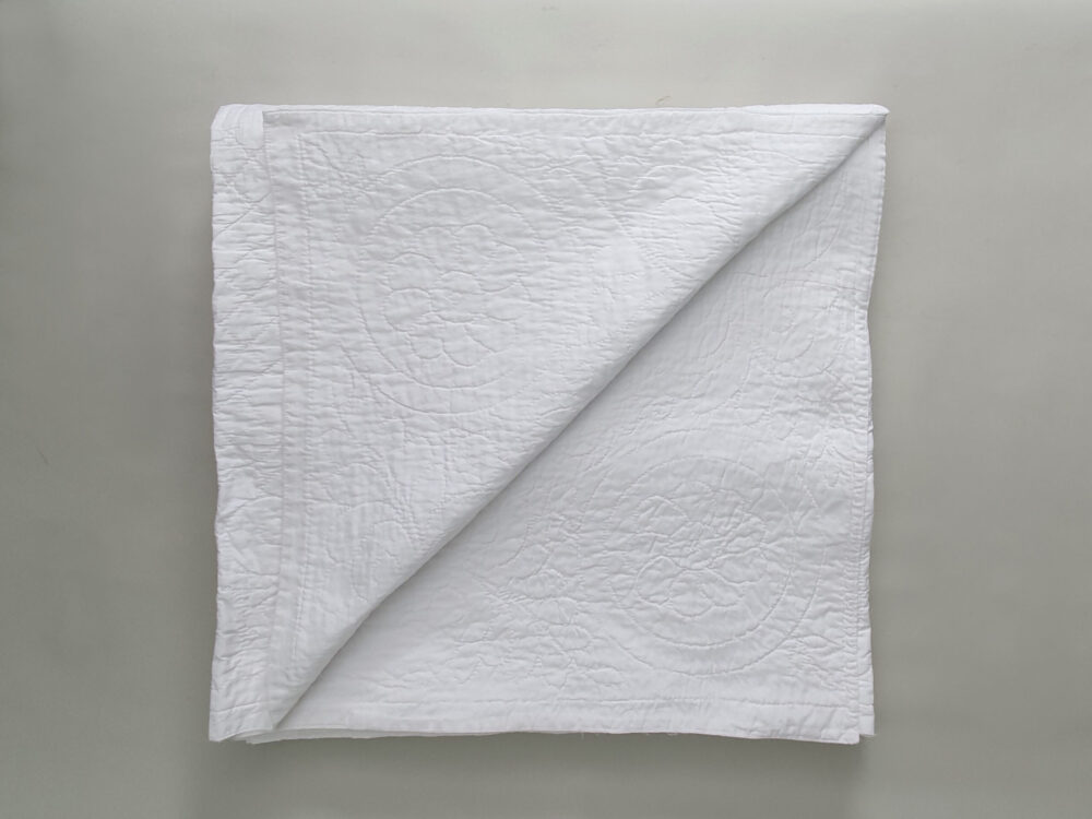 Hand embriodered large decorative antique white Durham Quilt