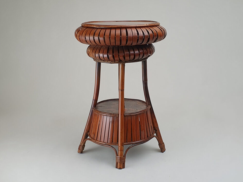 Japanese mid century antique bamboo circular Side Table