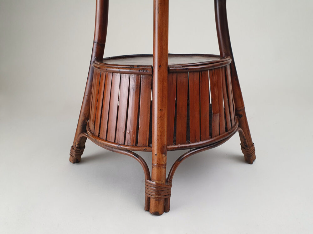 Japanese mid century antique bamboo circular Side Table