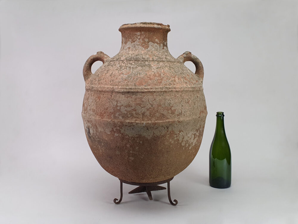 Large 19th century antique rustic pottery French terracotta Olive Pot