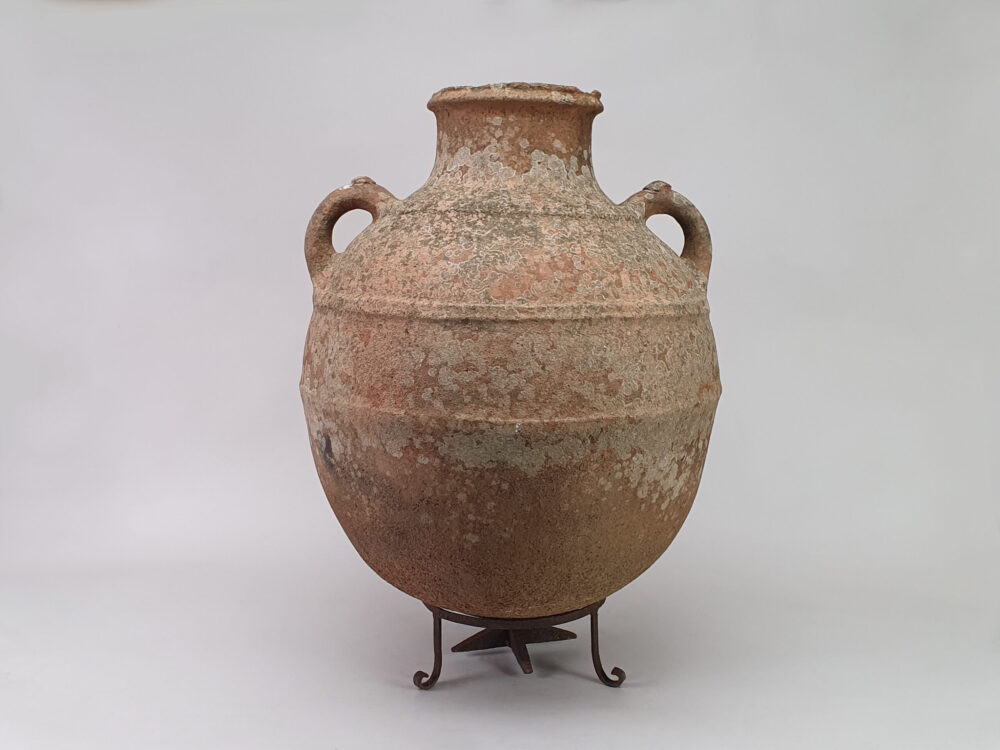 Large 19th century antique rustic pottery French terracotta Olive Pot