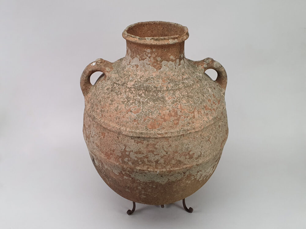 Large 19th century antique rustic pottery French terracotta Olive Pot