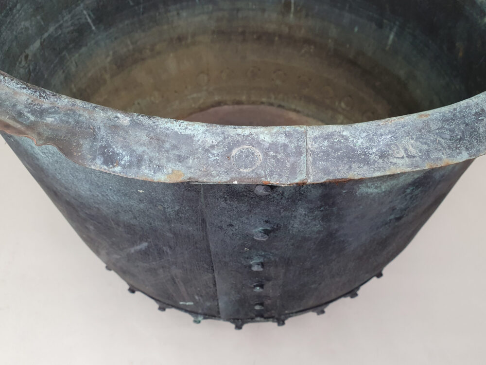 Large 19th century riveted garden antique copper Planter