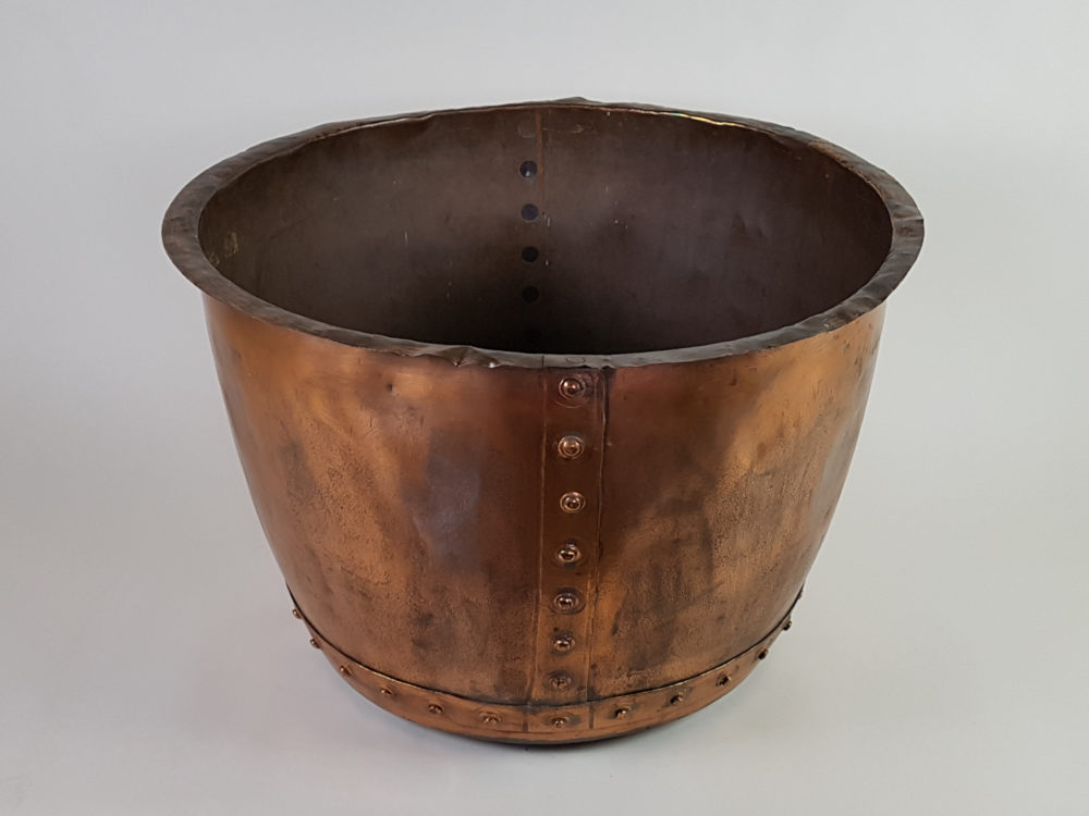 Large English riveted copper Log Basket or Planter