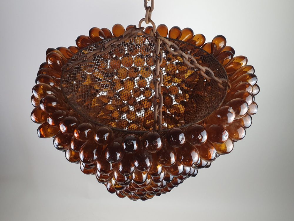 Large amber murano glass grape Ceiling Light