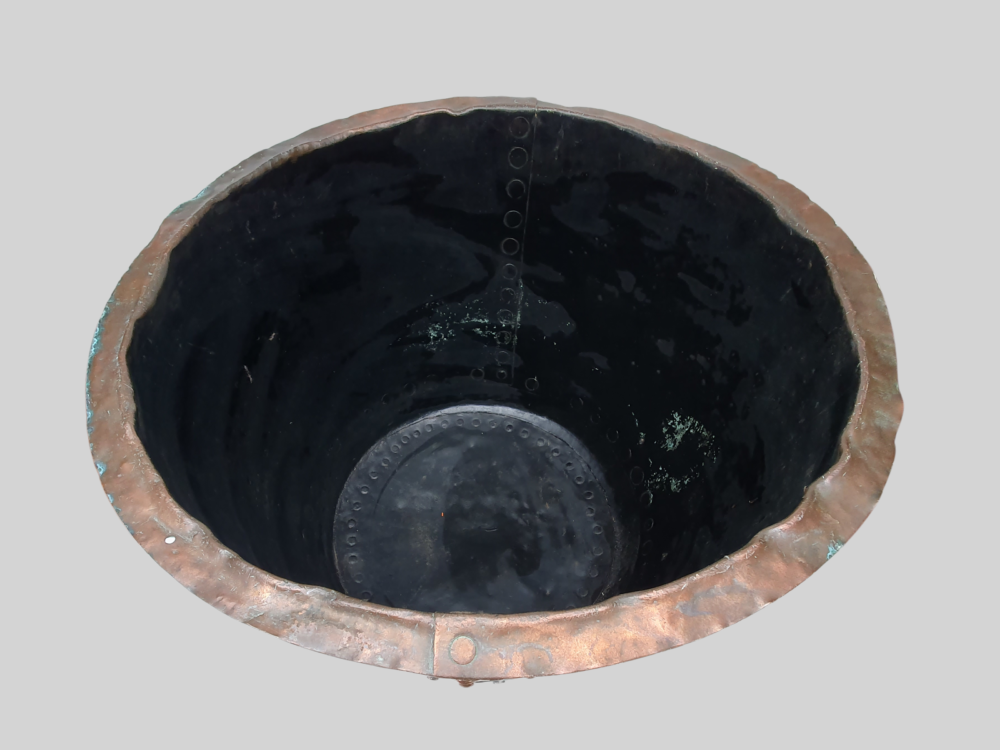Large antique English riveted Copper Log Basket or Garden Planter