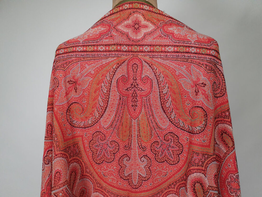 Large antique Victorian Paisley woollen piano Shawl
