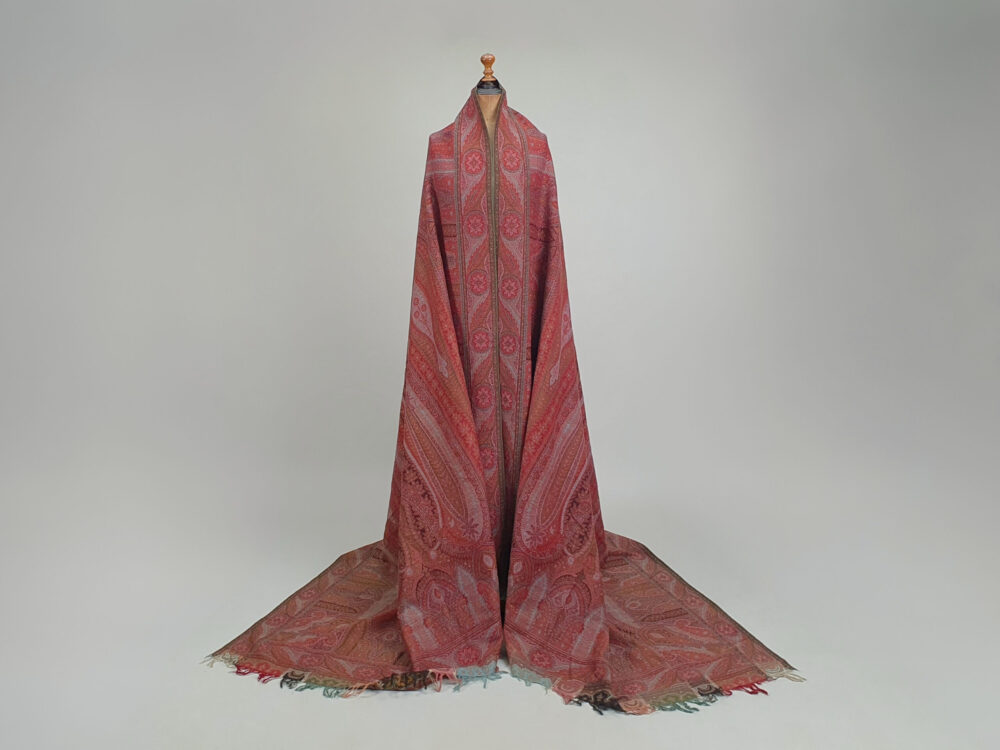 Large antique Victorian Paisley woollen piano Shawl
