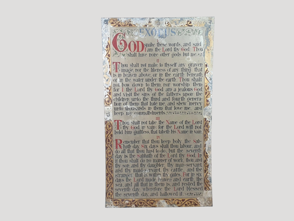 Large antique zinc Wall Hanging of Scripture Verses