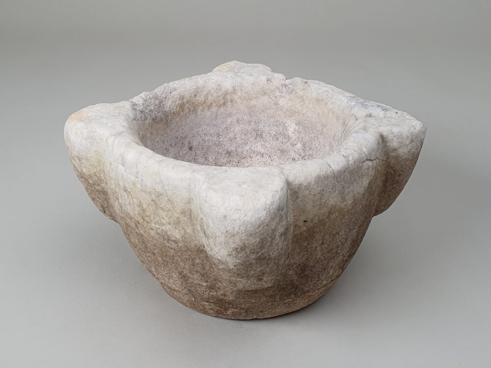 Large decorative antique 19th century marble Mortar with wonderful patina