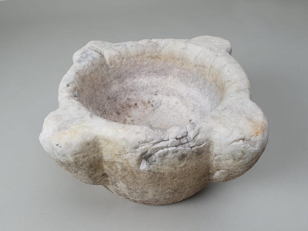 Large decorative antique 19th century marble Mortar with wonderful patina