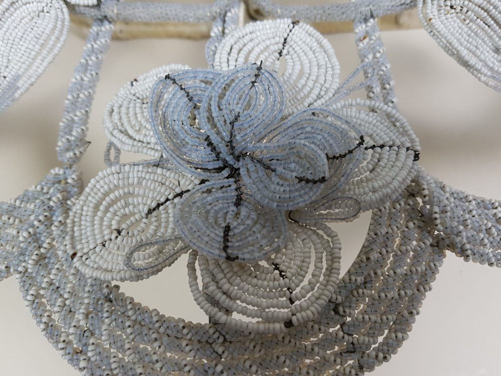 Large floral antique Bead Work Wreath