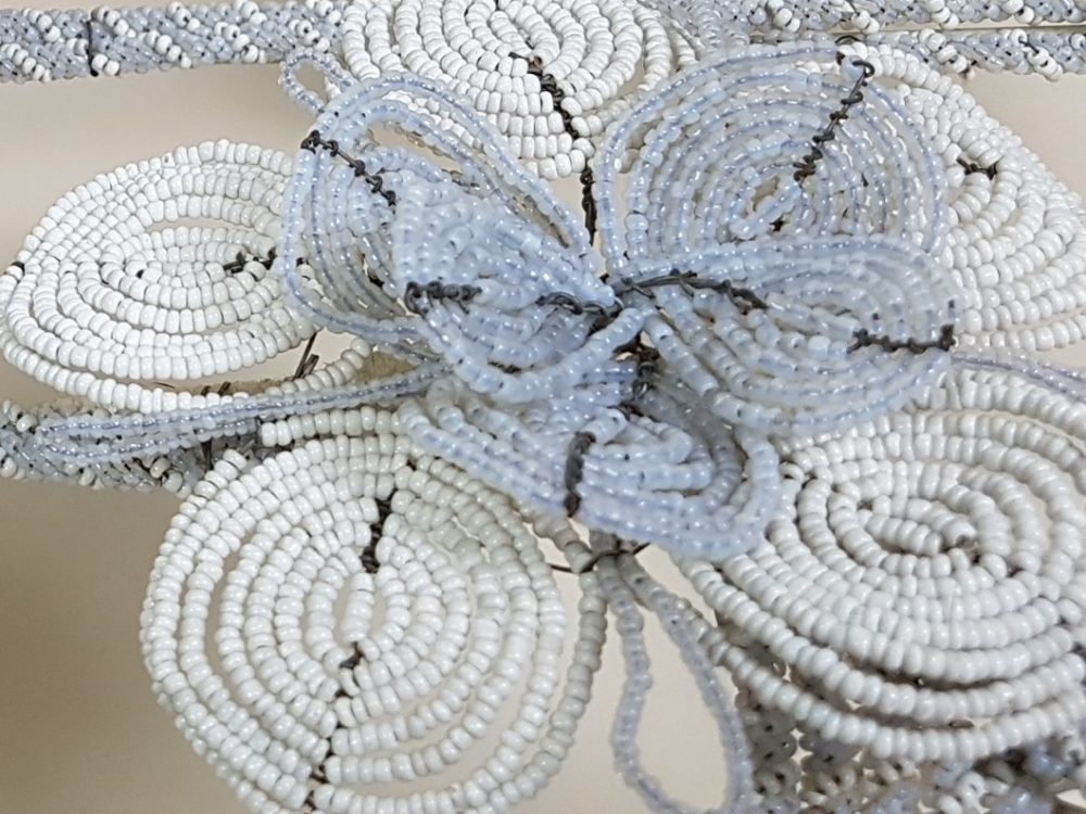Large floral antique Bead Work Wreath