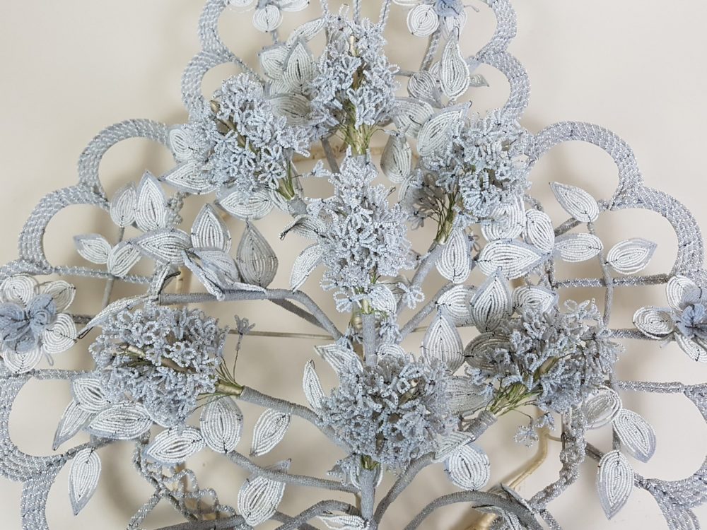 Large floral antique Bead Work Wreath