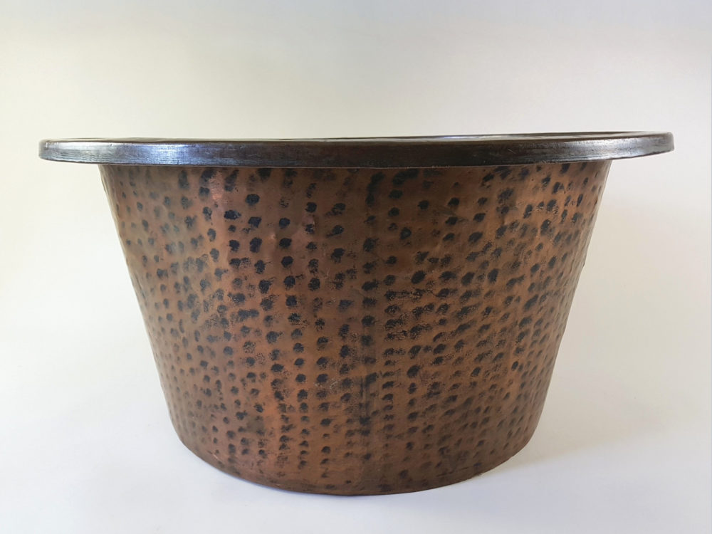 Large hand beaten copper Log Basket or Planter