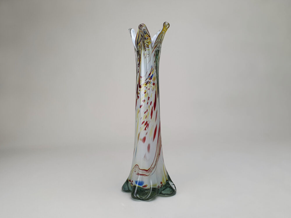Large mid century antique murano 'end of the day' Splatter Glass Vase