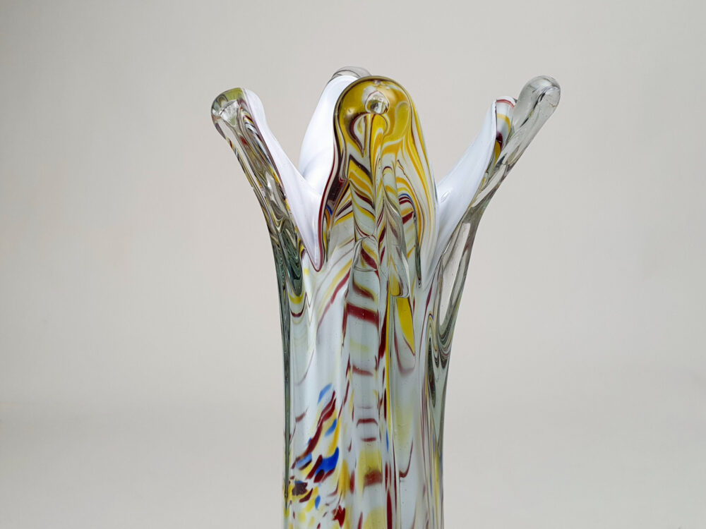 Large mid century antique murano 'end of the day' Splatter Glass Vase