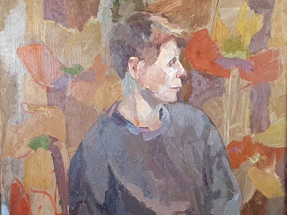 Large mid century oil painting - Portrait of a young Swedish Man