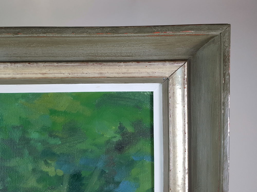 Large mid century oil painting - of a nude bather