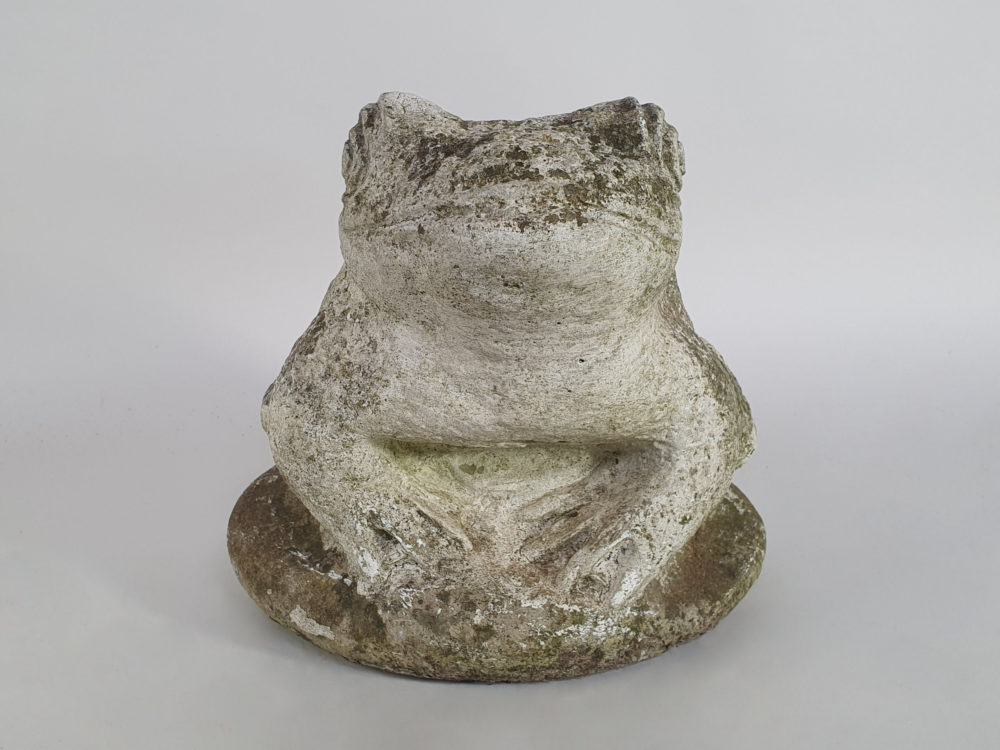 Large painted composite Toad antique garden Ornament
