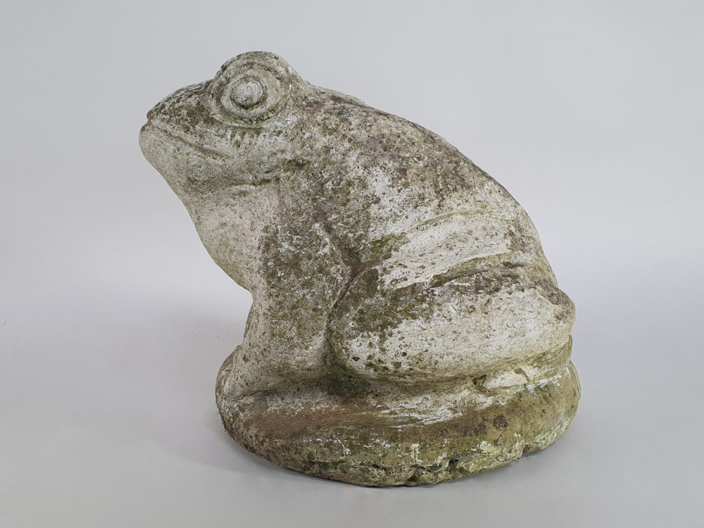 Large painted composite Toad antique garden Ornament