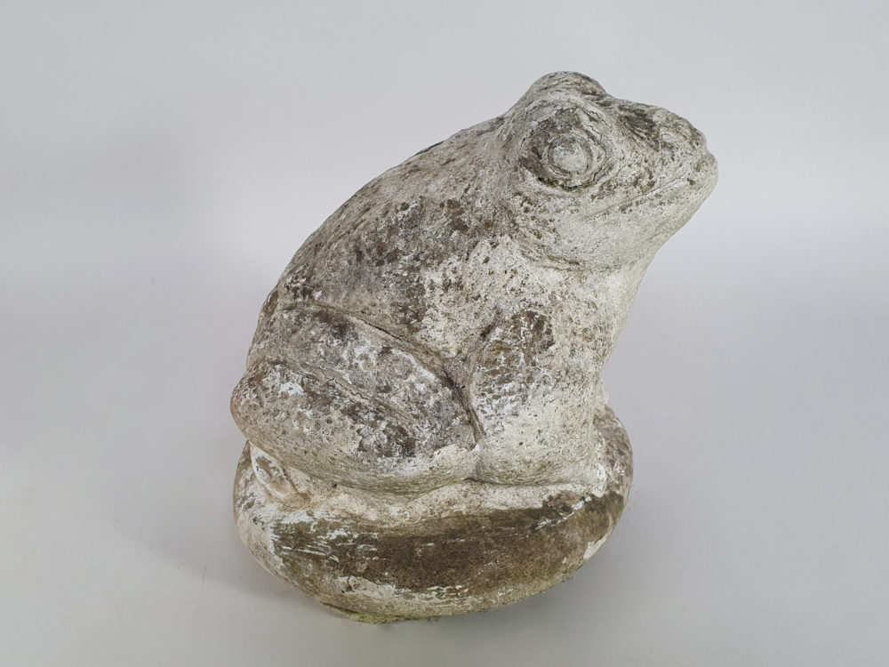 Large painted composite Toad antique garden Ornament