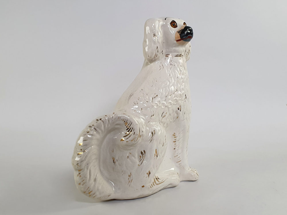 Large pair of antique Victorian Staffordshire Spaniel Dogs