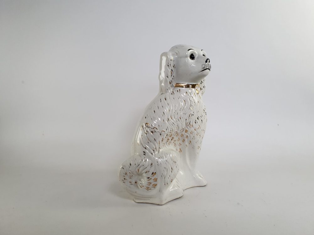 Large pair of antique Victorian Staffordshire Spaniel Dogs